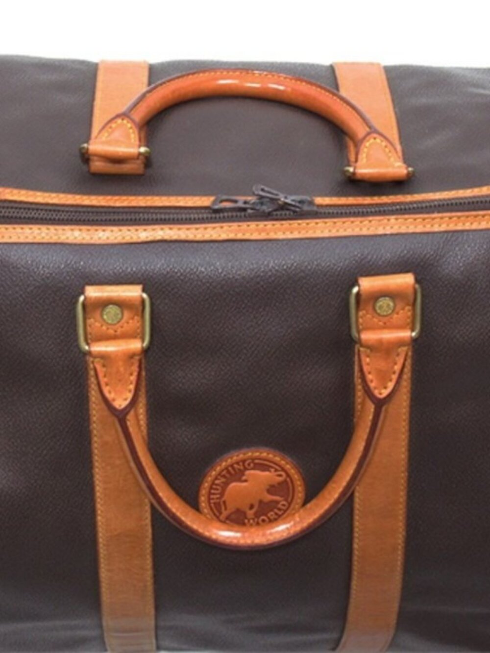 HUNTING WORLD Boston bag Brown beige gold Women Authentic secondhand - Picture 3 of 7